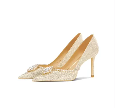 Customized Shoe Manufacturer Crystal High Heel Bridal Shoes Suitable for Wedding Dress Perfect for Engagement Wedding