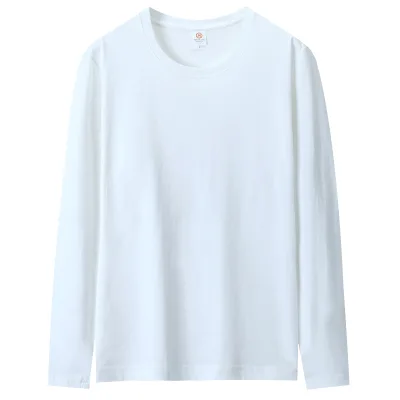 Solid Color 200g Combed Cotton Long Sleeved T-shirt logo