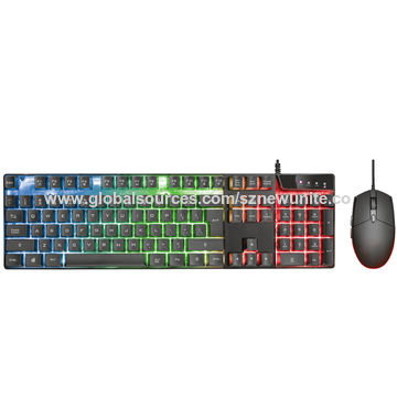 Wired Backlit Gaming Keyboard and Mouse Combos set 3 Colors Rainbow Led 19 Non-conflict Key