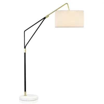 Nordic Minimalist LED Marble Floor Lamp for Bedroom Living Room Luxury Style Pink Metal Shade Stainless Steel Bedside Standing
