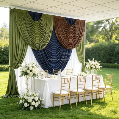 ANNIELU Earth Tone Color Block Swag Drapes for Banquet Hall Window Boutique Mall Event Stage Decoration