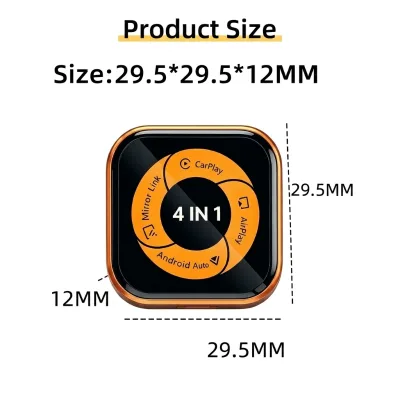 Kaiwo 4-in-1 Carplay Android Auto Adaptor En Drahtlos USB C Converter Box Wireless Mirrorlink Dongle Orange Adapter