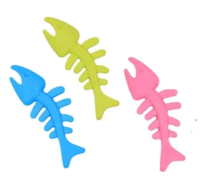 Eco-Friendly Design TPR Rubber Pet Chew Dog Toy Soft Puppy Chew Toy for Canine Dog Fish Bone Shape