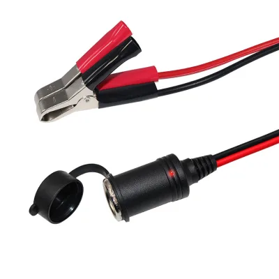10A Glass Fuse Equipped Car Battery Alligator Clip to Cigarette Lighter Female Socket Connection Cable