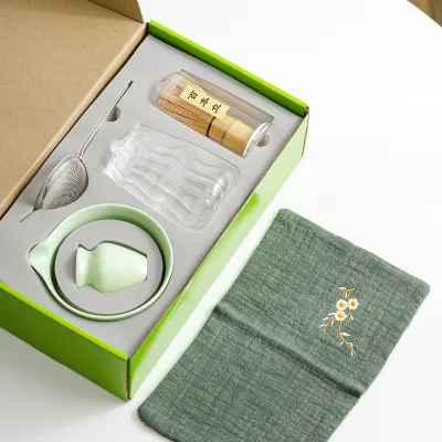 Custom Handcrafted Customized Bamboo Chasen Clear Bowl Set Matcha Kits Matcha Tool Set- 10pcs
