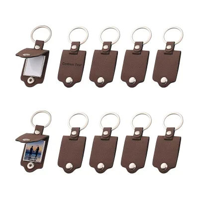 10 Pcs Creative Small Gift Laser Engraving PU Leather Key Chains Heat Transfer Press for DIY Photo&Text Christmas Graduation
