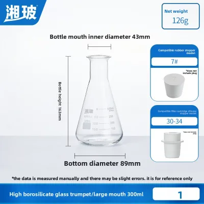 Lab High Borosilicate Glass Conical Flask with Wide/Mouth Options Triangular Design Stopper 50-500ml Sizes Conical Flask