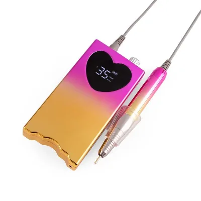 High Quality Gradient Gold Electric Brushless Nail Drill Machine Cordless 35000 Rpm Nail Rechargeable Nail Drill