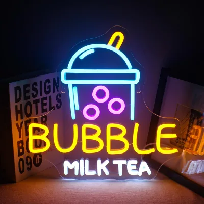 Bubble Milk Tea Neon Signs for Wall Decor Dimmable Acrylic Milk Tea Light up Sign Neon Light for Living Room Shop