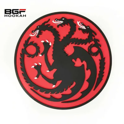 Unique Design Three Headed Dragon Red Circular Shisha Glass Base Protect Silicone Hookah Mat