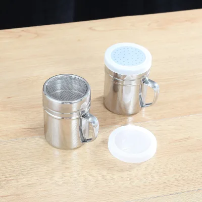 Stainless Steel Powder Shaker Fine Mesh Hole Dredge Shaker Korean Spice Sugar Flour Sifter Dispenser Toothpick Holder Dual Use