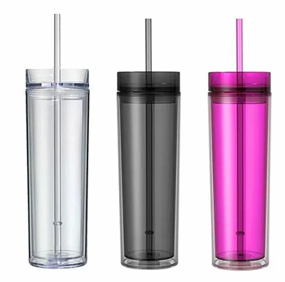 2022 best sell products 16 oz double wall acrylic wholesale tumbler juice cups plastic drinking bottle with straw custom logo