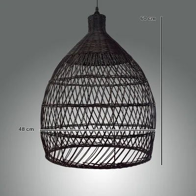 Homestay Idyllic Creative Personality Style Cafe Ancient Charm Chinese Style Rattan Bird-cage Shaped Black Lamp Shade