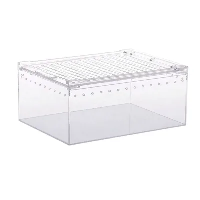 Clear Acrylic Reptile Breeding Box with Removable Lid and Ventilation Holes, Transparent Pet Insect Spider Enclosure