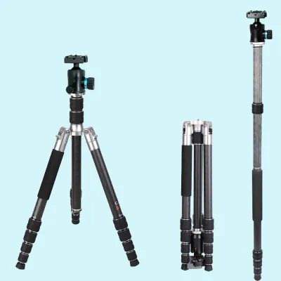 Reverse Folding Carbon Fiber Camera Tripod,With 36mm Aluminum Ball Head Carbon Fiber Tuber Camera Stand