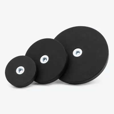 D43 D66mm Rubber Coated Magnet Internal Thread Anti Scratch Waterproof Magnetic Holder Base Industrial Permanent Suction Magnet