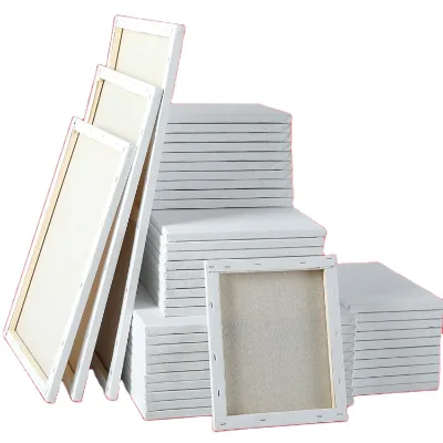 Wholesale 20*25cm Stretched Waterproof Pure White Four-layer Acid-free Primed Painting Board Square Pure Cotton Canvas Painting