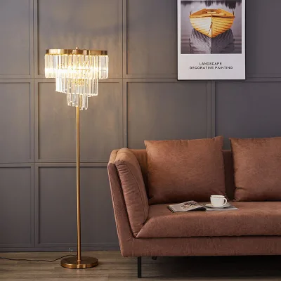 Simple Elegant Creative Crystal & Iron LED Floor Lamp for Living Room Bedroom Post-Modern High-End Design Understated Luxury