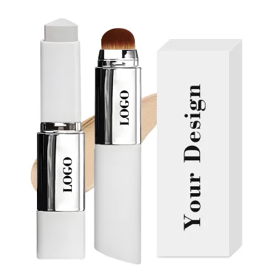 Compact Whitening Foundation Stick with Brush, Long-lasting Waterproof Matte Effect, Fits All-day Office & Dating Looks