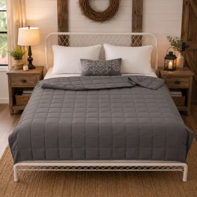 Custom Polyester Weighted Quilted Therapy Blanket Personalized Size Weight Color Logo Low MOQ Removable Cover Four Seasons Use