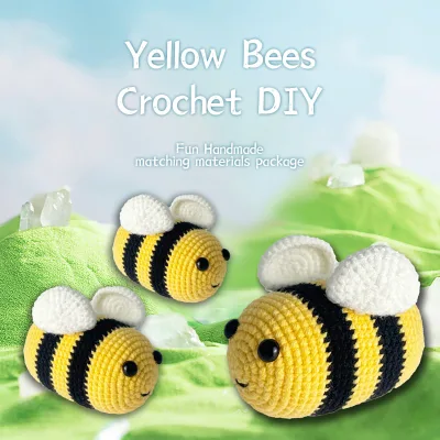 All in One Crochet Kit For All Ages Honey Bee 2 Piece Set With Yarn Needles And Instructions Great Birthday Gift Idea