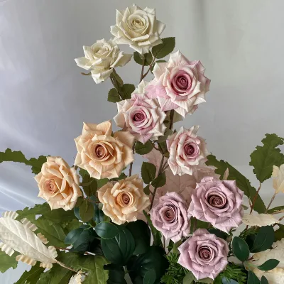 OBM OEM ODM Silk Screen Diamond Flowers Silk Artificial Flowers for Romantic Weddings Home Table Centerpieces Hotel Events