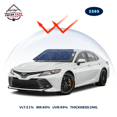 Color Card Car Window Film 2mil PET Base VLT25% Heat Insulation Solar UV Protection More Than 5 Years Warranty