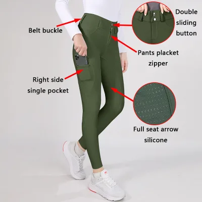 Factory Customized Equestrian Breeches Women Anti Slip Grip Silicone Horse Riding Pants Four Way Stretch Horse Racing Leggings