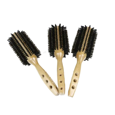 Comb Wooden Round Brush Hair Dryer Brush with Natural Bristles Soft Bristles Hair Brush for Women