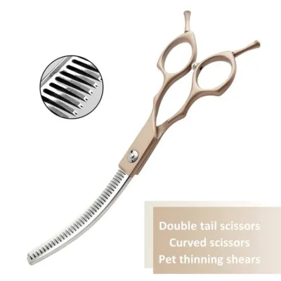 7inch Curved Chunkers Shears Stainless Steel Japanese Steel Handle Dog Grooming Thinning Scissor Light Weight Special Designed