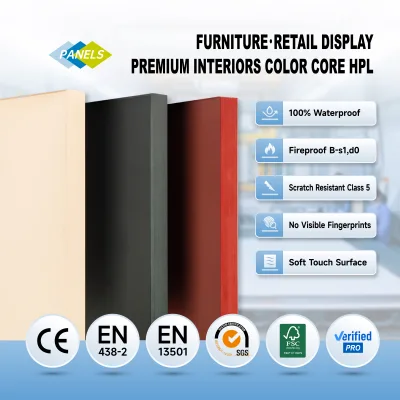 UV Color Fast Laminate Decorative Board for Interior Decoration Color Core HPL