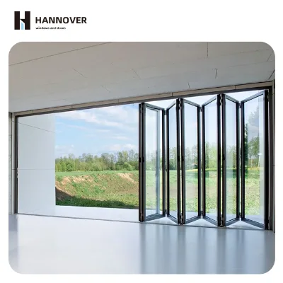 HANNOVER Heavy Duty Aluminum Folding Door Narrow Frame Hidden Hinge Customized Anti Mosquito Exterior Villa Sound Insulation CE