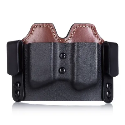 Custom Owb IWB Holster Kydex Leather Tactical Double Mag Pouch