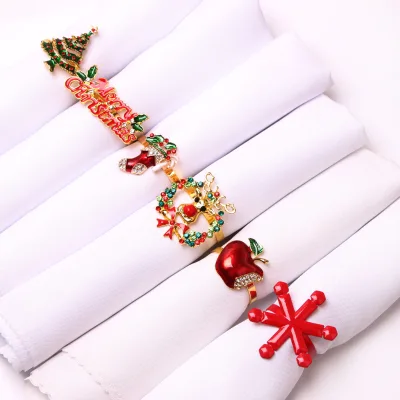 New Christmas Napkin Ring Napkin Buckle Christmas Tree Fawn Garland Napkin Holder