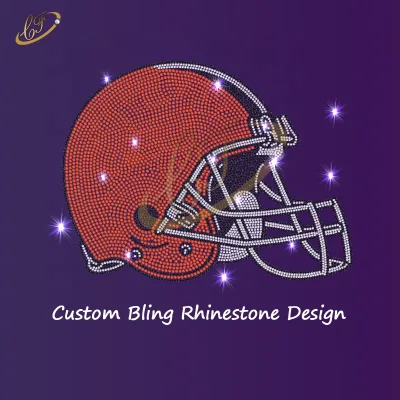 Top Selling Shiny Team Logo Rhinestone Iron on Transfer Rhinestone Heat Transfer for T-shirt