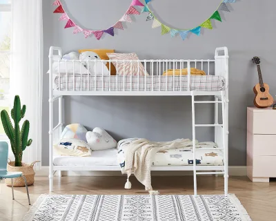 Custom Factory Kids Metal Bunk Bed Frame Double Decker Space Saving Camas Literas for Children Bedroom Furniture