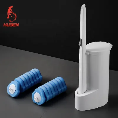 Customized Disposable Toilet Brush Holder Set Chrome Finish White with Logo Replacement Cleaning 100pcs