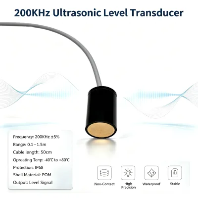 200 kHz Ultrasonic Transducer 0.10~1.5m Detection Distance Surface Wave Probe Amplifier Gas Speed Distance Measurement