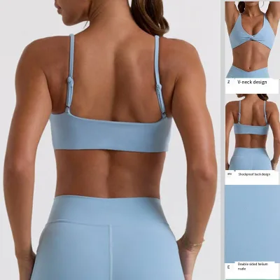 European American Women's Sports Bra Quick-Drying Breathable Yoga Suit for Running Fitness Cross-Back Bare-Feeling Cross-Border