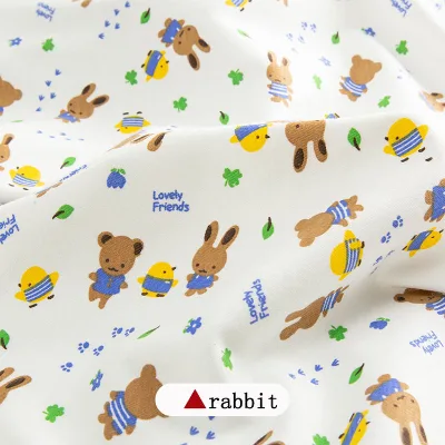 Custom Cute Cartoon Pattern Print 190gsm Soft Comfortable 100% Cotton Baby Knit Fabric Kids Baby