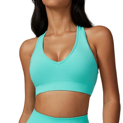 Halterneck Quick-Dry Backless Outdoor Women Solid Color Running Fitting Sports Yoga Bra