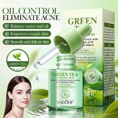 Green Tea Salicylic Acid Oil Control Acne Treatment Serum for Acne-Removing Moisturizing Skincare for 30ml for Women