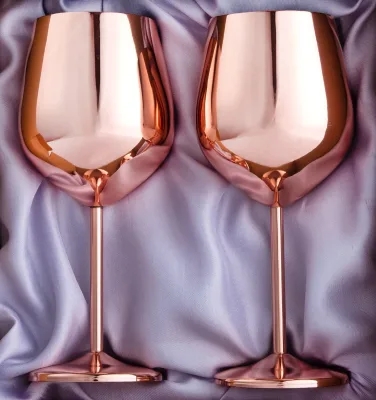16 oz Stainless Steel Wine Goblets BPA-Free Copper Coated Shatterproof Stemmed Wine Glasses