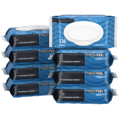 Custom Logo 48 Pack Hypoallergenic Unscented Flushable Wipes with Lid