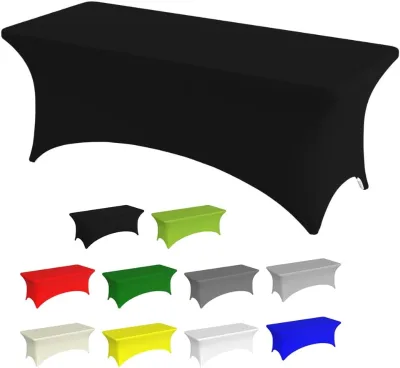 Rectangular Tablecloths Stretch Polyester Table Covers 6 ft for Parties, Trade Shows, Banquet, Weddings Table Cloths for Events