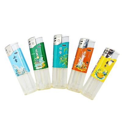 Classic Slim Refillable Cigarette Lighter Portable Smoking Lighter Bulk Refillable Lighter with Wrapping Paper