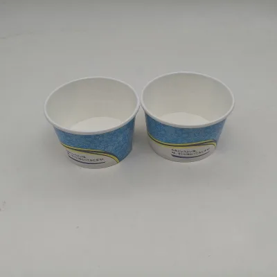 Food Safe Round Ice Cream Paper Bowl Disposable Freezer Safe Gelato Snack Storage Bowl for Party Takeaway Dessert Packaging