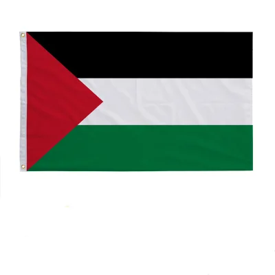 Wholesale Stock Palestinian Flag Polyester Fabric Custom Flags with Two Brass Buckle