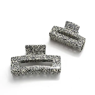 Vintage Leopard Print Hollow Black and White Polka Dot Women's Acetate Hair Claw