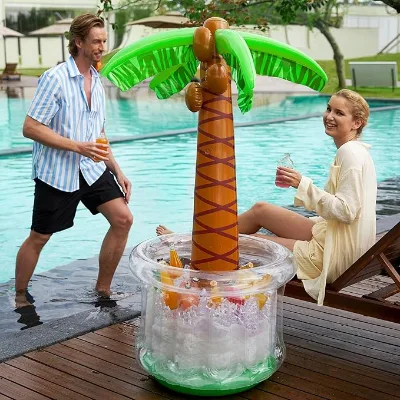 Inflatable Palm Tree Cooler 53" Beach & Pool Party Tropical Drink Cooler Ocean Jungle Summer Outdoor Decor